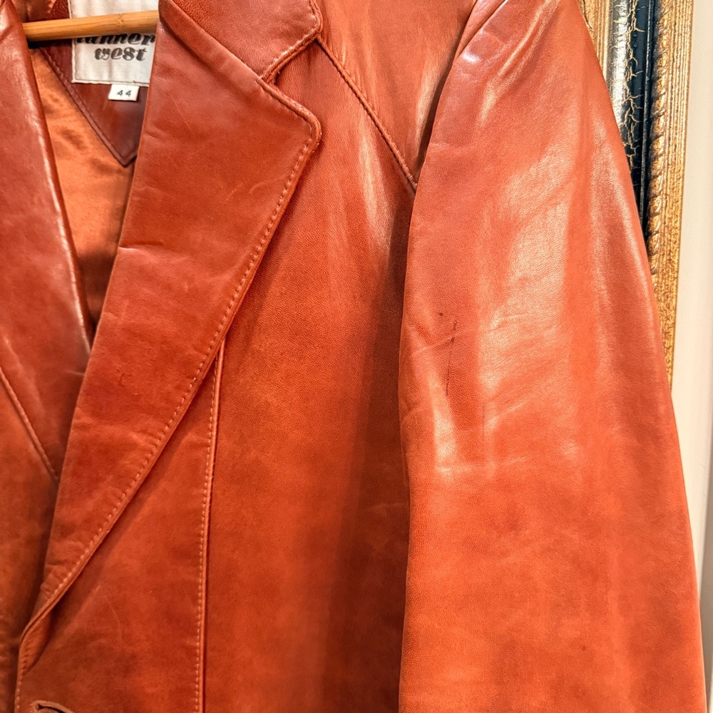 Rust Cognac Leather Jacket 44 - Picture 2 of 6